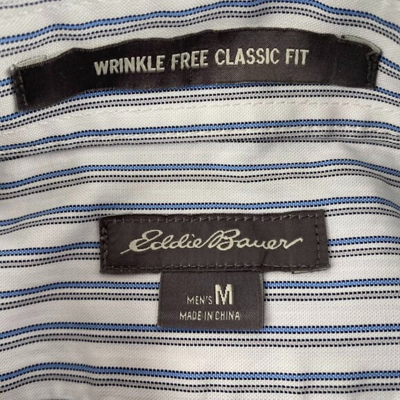 Eddie Bauer Mens Button-Down Shirt M Wrinkle-Free Classic Fit Striped - Picture 2 of 8